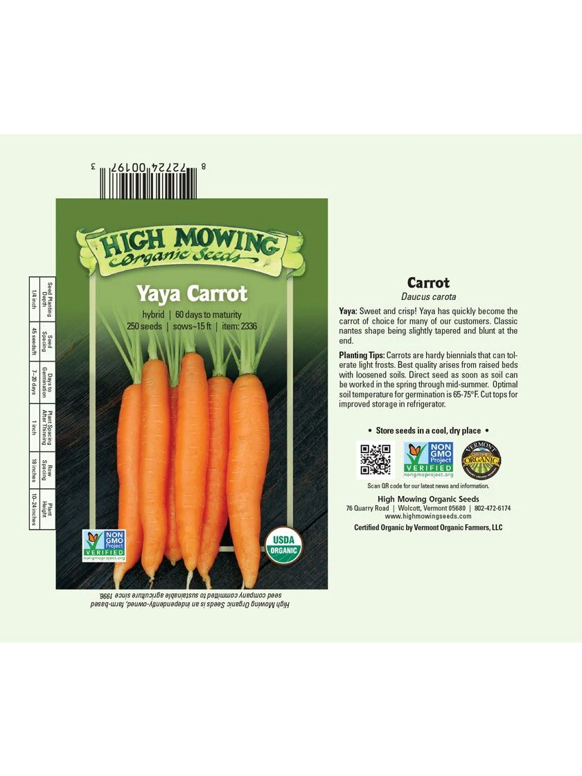 Yaya F1 Carrot Organic Seeds - Image 2
